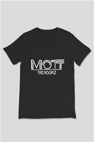 Mott the Hoople Siyah Unisex V Yaka Tişört T-Shirt