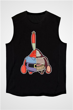 Mr Krabs Half Skeleton Baskılı Siyah Unisex Tshirt