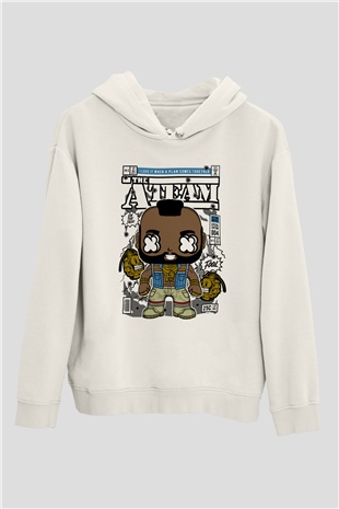 Mr T Baskılı Unisex Beyaz Hoodie