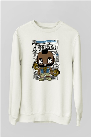 Mr T Baskılı Unisex Beyaz Sweatshirt