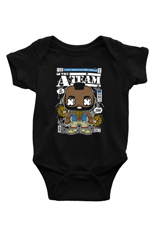 Mr T Baskılı Unisex Siyah Bebek Body - Zıbın