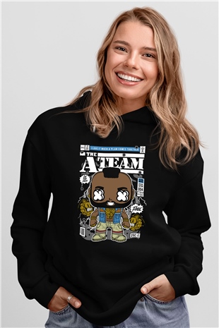 Mr T Baskılı Unisex Siyah Hoodie