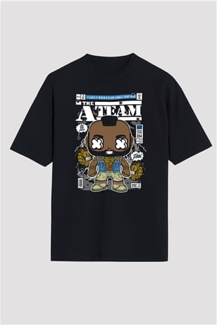 Mr T Baskılı Unisex Siyah Oversize Tişört