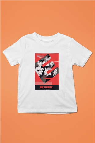 Mr. Robot Baskılı Beyaz Unisex Çocuk Tişört