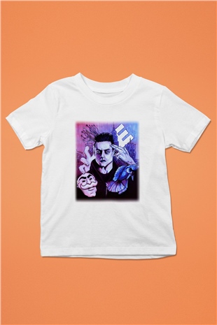 Mr. Robot Baskılı Beyaz Unisex Çocuk Tişört
