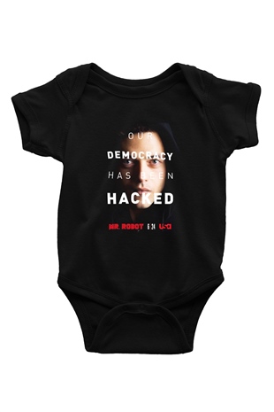 Mr. Robot Baskılı Siyah Bebek Body - Zıbın