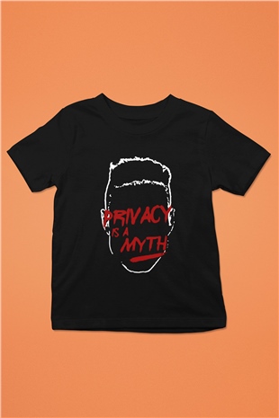 Mr. Robot Baskılı Siyah Unisex Çocuk Tişört