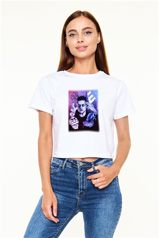 Mr. Robot Beyaz Croptop Tişört