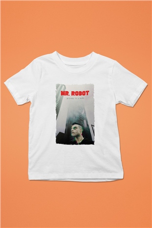 Mr. Robot Beyaz Unisex Çocuk Tişört