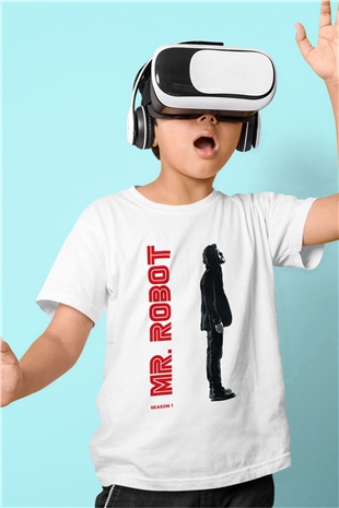 Mr. Robot Beyaz Unisex Çocuk Tişört