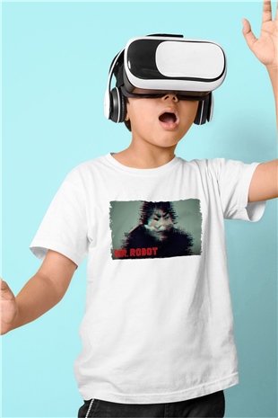 Mr. Robot Beyaz Unisex Çocuk Tişört