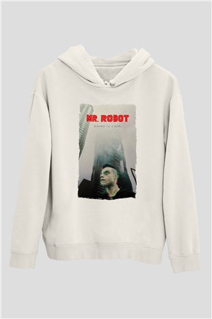 Mr. Robot Beyaz Unisex Hoodie