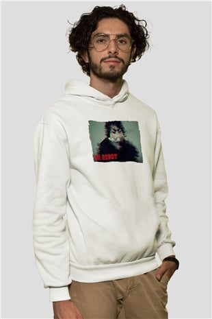 Mr. Robot Beyaz Unisex Hoodie
