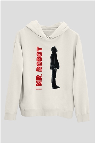 Mr. Robot Beyaz Unisex Hoodie