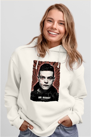 Mr. Robot Beyaz Unisex Hoodie