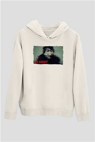 Mr. Robot Beyaz Unisex Hoodie