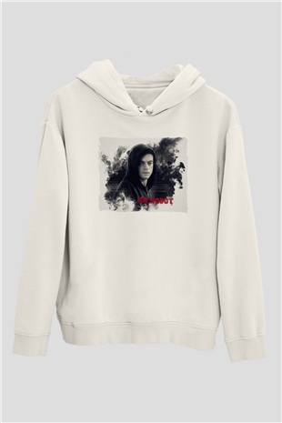 Mr. Robot Beyaz Unisex Hoodie