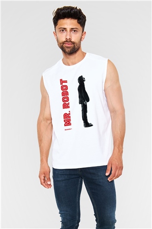 Mr. Robot Beyaz Unisex Kolsuz Tişört