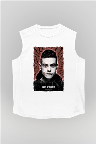 Mr. Robot Beyaz Unisex Kolsuz Tişört