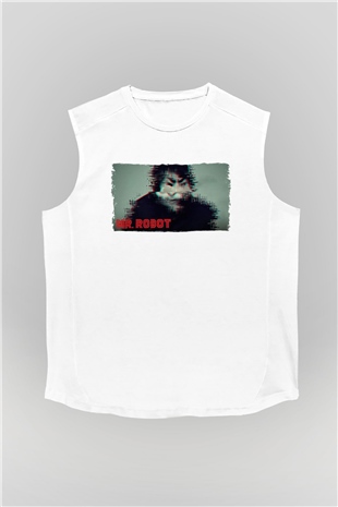 Mr. Robot Beyaz Unisex Kolsuz Tişört