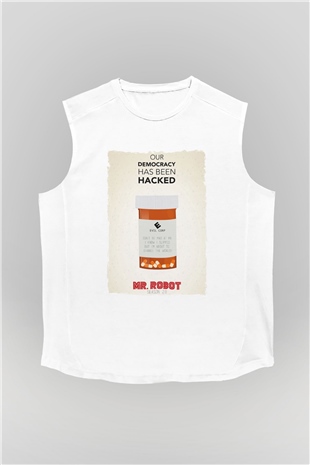 Mr. Robot Beyaz Unisex Kolsuz Tişört