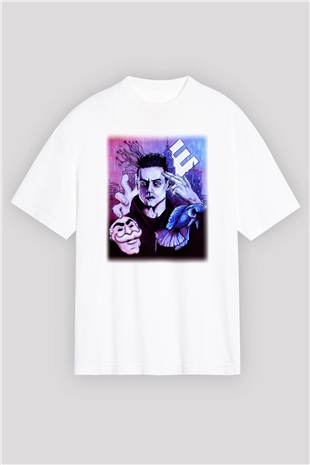 Mr. Robot Beyaz Unisex Oversize Tişört T-Shirt