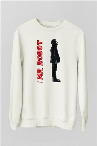 Mr. Robot Beyaz Unisex Sweatshirt