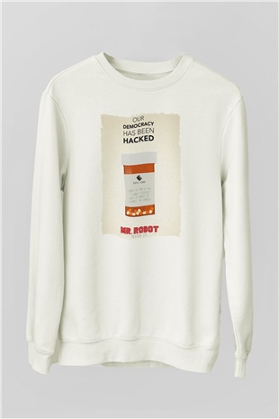 Mr. Robot Beyaz Unisex Sweatshirt