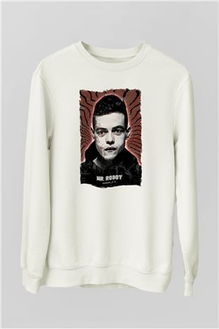 Mr. Robot Beyaz Unisex Sweatshirt