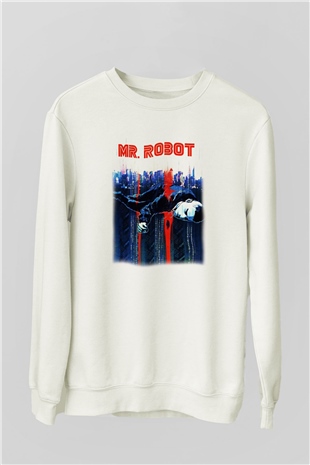 Mr. Robot Beyaz Unisex Sweatshirt