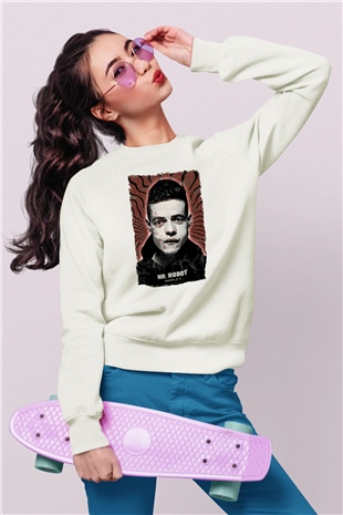 Mr. Robot Beyaz Unisex Sweatshirt