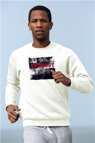 Mr. Robot Beyaz Unisex Sweatshirt