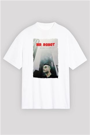 Mr. Robot Beyaz Oversize Tişört Oversize T-shirt