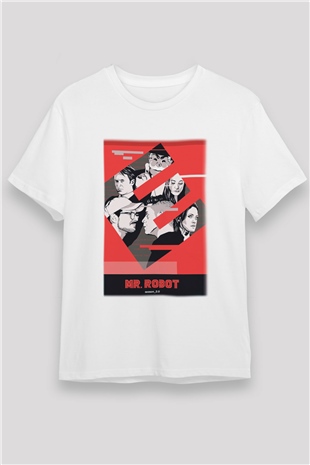 Mr. Robot Beyaz Unisex Tişört T-Shirt