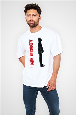 Mr. Robot Beyaz Oversize Tişört Oversize T-shirt