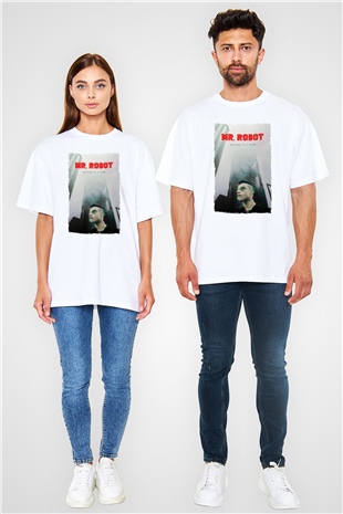 Mr. Robot Beyaz Oversize Tişört Oversize T-shirt