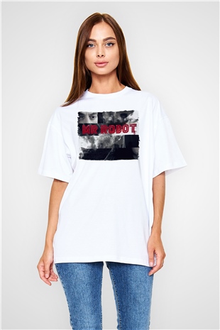 Mr. Robot Beyaz Oversize Tişört Oversize T-shirt