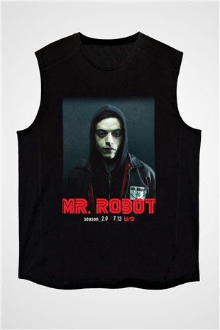 Mr. Robot Siyah Unisex Kolsuz Tişört