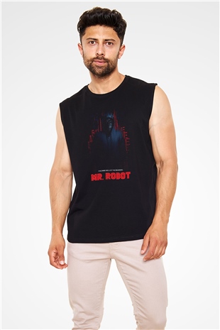 Mr. Robot Siyah Unisex Kolsuz Tişört
