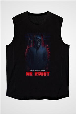 Mr. Robot Siyah Unisex Kolsuz Tişört