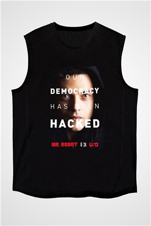 Mr. Robot Siyah Unisex Kolsuz Tişört