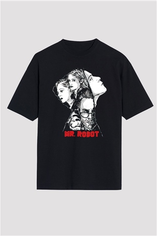 Mr. Robot Siyah Unisex Oversize Tişört T-Shirt