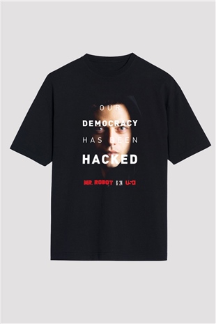 Mr. Robot Siyah Unisex Oversize Tişört T-Shirt