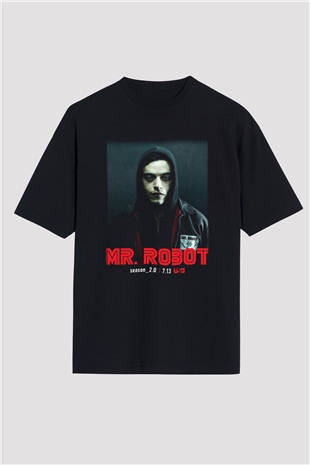 Mr. Robot Siyah Unisex Oversize Tişört T-Shirt