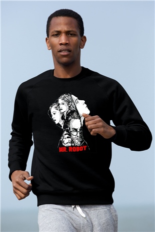 Mr. Robot Siyah Unisex Sweatshirt