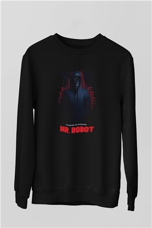 Mr. Robot Siyah Unisex Sweatshirt