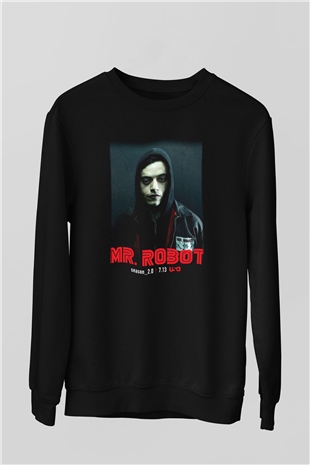 Mr. Robot Siyah Unisex Sweatshirt