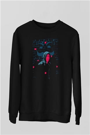 Mr. Robot Siyah Unisex Sweatshirt