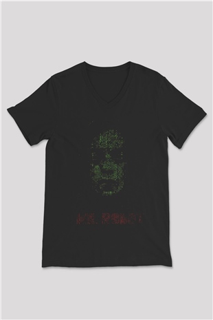 Mr. Robot Siyah Unisex V Yaka Tişört