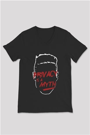 Mr. Robot Siyah Unisex V Yaka Tişört T-Shirt